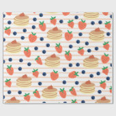 Niedliche Pfannkuchen und Berries Umschlagpapier Geschenkpapier (Flach)