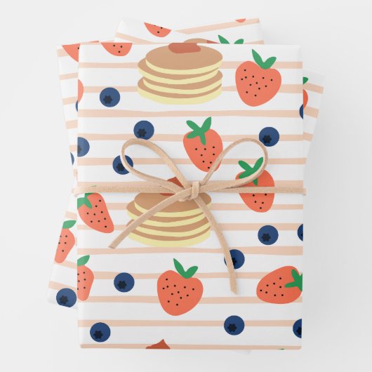 Niedliche Pfannkuchen und Berries Umschlagpapier Geschenkpapier Set (Beispiel)