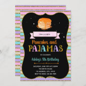 Niedliche Pfannkuchen und Pjs-Party Einladung (Vorne/Hinten)