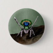 Niedliche Pfauenspinne Digitale Kunst Button (Vorderseite)