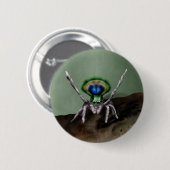 Niedliche Pfauenspinne Digitale Kunst Button (Vorne & Hinten)