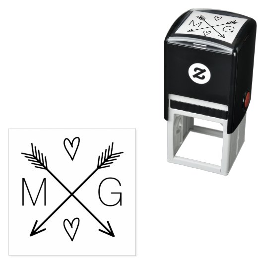 Niedliche Pfeile Doppelmonogramm-Hochzeitslogo Permastempel (Beispiel)