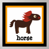 Niedliche Pferd Safari Tiere Baby Kids Poster (Vorne)