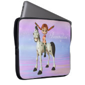 Niedliche Pferde-u. Mädchen-personalisierte Laptopschutzhülle (Vorne Rechts)