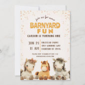 Niedliche Pferdefarm Barnyard Erster Geburtstag Einladung (Vorderseite)