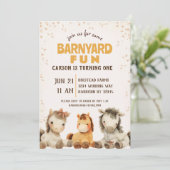 Niedliche Pferdefarm Barnyard Erster Geburtstag Einladung (Stehend Vorderseite)