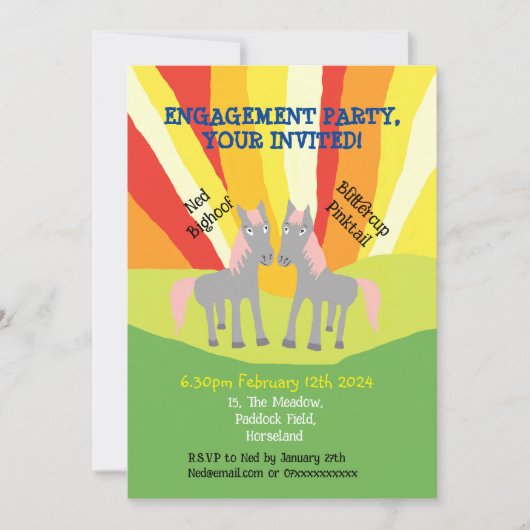 Niedliche Pferdefeier Einladung (Vorderseite)