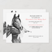 Niedliche Pferdefoal Kinderdusche Einladung (Vorne/Hinten)