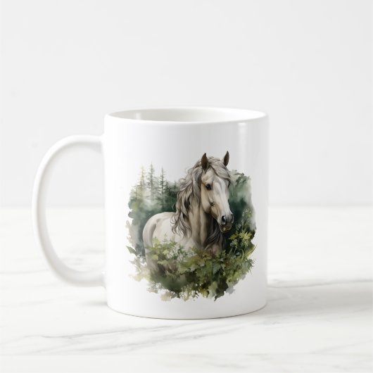 Niedliche Pferdefreunde fügen Monogramm hinzu Kaffeetasse (Links)