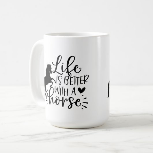 niedliche Pferdefreunde Wortart Kaffee Tasse (Vorderseite Links)