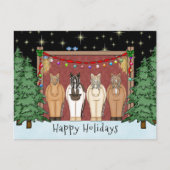 Niedliche Pferdeherde Glücklicher Urlaub Weihnacht Feiertagspostkarte (Vorderseite)