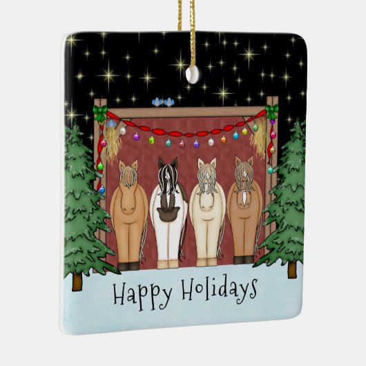 Niedliche Pferdeherde Personalisiertes Pferd Weihn Keramikornament (Rechts)