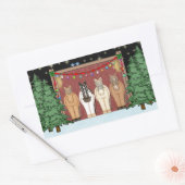 Niedliche Pferdeherde Weihnachtsferien Rechteckiger Aufkleber (Umschlag)