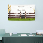 Niedliche Pferdeschlittendusche Weiß Empfang Banner (Messeveranstaltung)