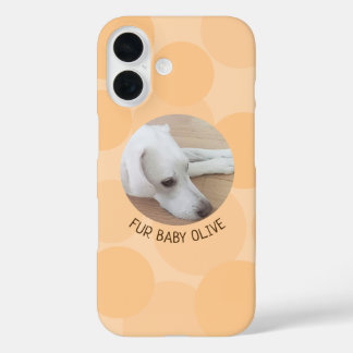 Niedliche Pfirsichbläschen Design Round Hunde Foto iPhone 16 Hülle