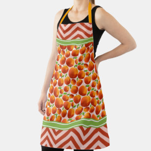 Niedliche Pfirsiche Polka Dot & Zickzack Orange Schürze