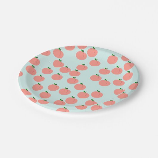 Niedliche Pfirsichpapiere Teller (Schrägansicht)