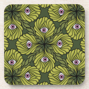 Niedliche Pflanze Frühjahr Grüne Fantasie Kunstmus Getränkeuntersetzer