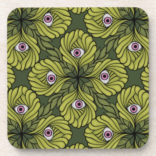 Niedliche Pflanze Frühjahr Grüne Fantasie Kunstmus Getränkeuntersetzer (Vorderseite)