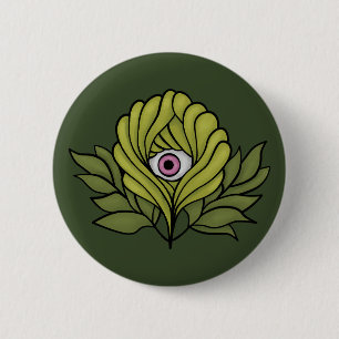 Niedliche Pflanze Frühling Grüne Fantasie Kunst Button