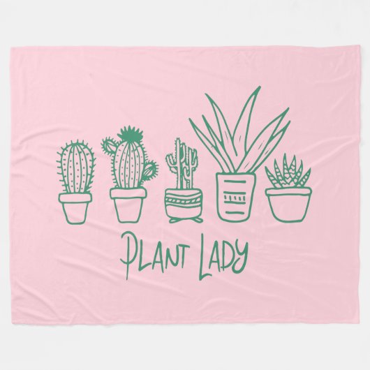 Niedliche Pflanze Lady Funny Cactus Zitat in Pink Fleecedecke (Vorderseite (Horizontal))