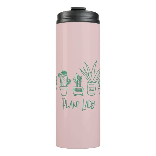 Niedliche Pflanze Lady Funny Cactus Zitat in Pink Thermosbecher (Vorderseite)