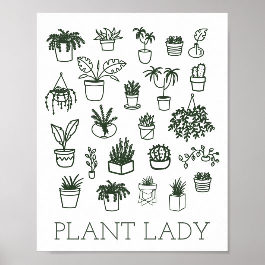 Niedliche Pflanze Lady Houseplant Illustration in Poster (Vorne)