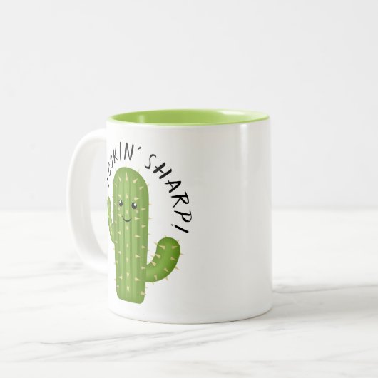 Niedliche Pflanze Lover Cactus Lookin' Sharp Zweifarbige Tasse (Vorderseite Links)