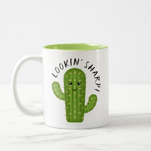 Niedliche Pflanze Lover Cactus Lookin' Sharp Zweifarbige Tasse (Links)