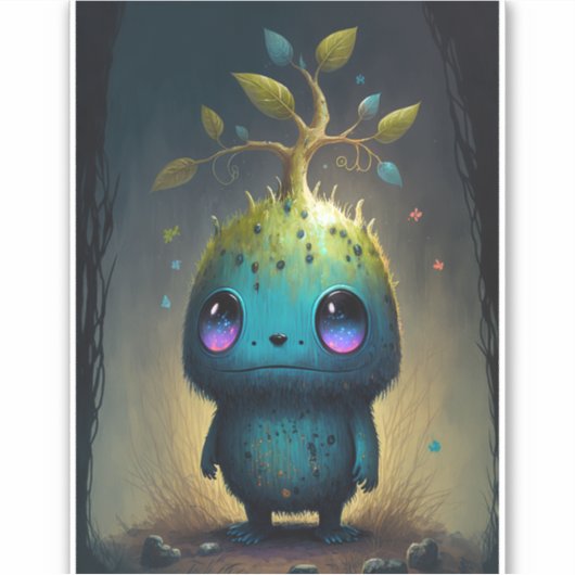 Niedliche Pflanze Monster Fantasy Art Sticker (Vorderseite)