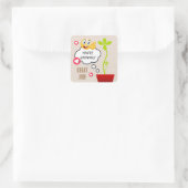 Niedliche Pflanze wächst in der Klasse Quadratischer Aufkleber (Tasche)