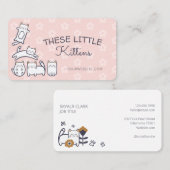 Niedliche Pflegedienste für Katzen Pink Visitenkarte (Vorne/Hinten)