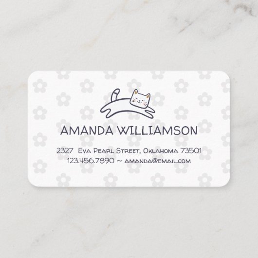Niedliche Pflegedienste für Katzen Visitenkarte (Rückseite)