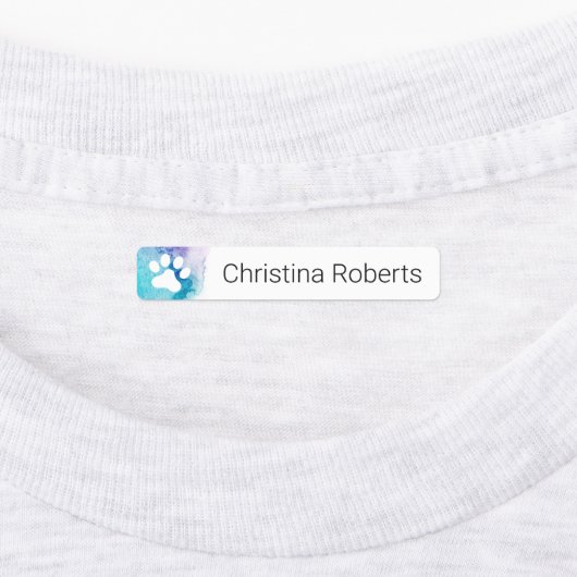 Niedliche Pfoten drucken Aquarellkleidung Etiketten (Befestigt)