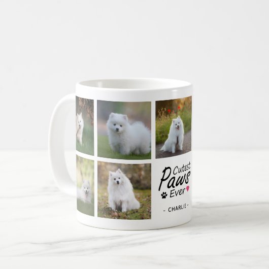 Niedliche Pfoten je Moderne Hundfoto-Collage Kaffeetasse (Vorderseite Links)