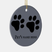 Niedliche Pfotendrucke von Cat Dog - grauer Unterg Keramik Ornament (Rechts)