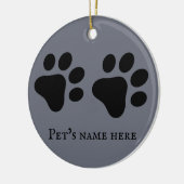 Niedliche Pfotendrucke von Cat Dog - grauer Unterg Keramik Ornament (Links)