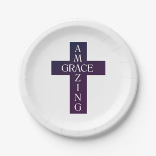 niedliche PHANTASTISCHE GRACE-Typografie und Kreuz Pappteller