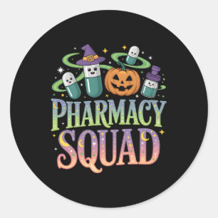 Niedliche Pharmacy Squad Halloween Pills Pumpkin-C Runder Aufkleber
