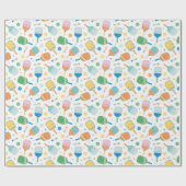 Niedliche Pickleball Paddle in sanften Farben Geschenkpapier (Flach)