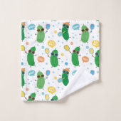 Niedliche Pickles spielen Pickleball auf weiß Badhandtuch Set (Waschlappen)