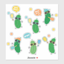 Niedliche Pickles spielen Pickleball Aufkleber