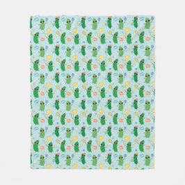 Niedliche Pickleys spielen Pickleball auf hellblau Fleecedecke