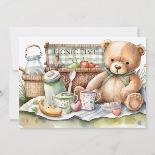 niedliche Picknickbären fügen Text hinzu Einladung (Vorderseite)