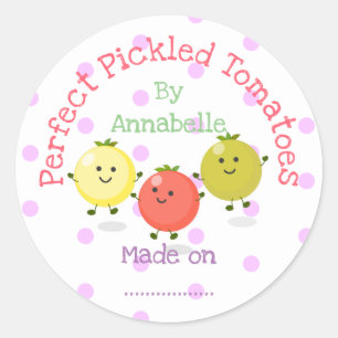 Niedliche picktierte Tomaten/Paradeiser Cartoon Runder Aufkleber
