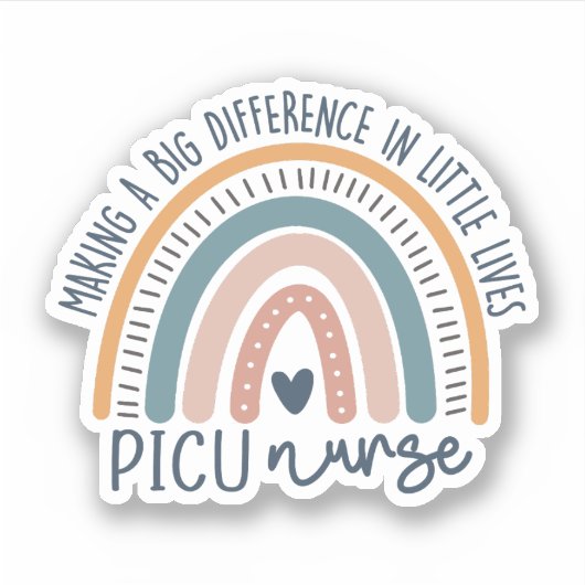 Niedliche PICU - Nurse - Regenbogen, Intensivpfleg Aufkleber (Vorderseite)