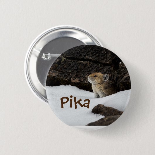 Niedliche Pika im Schnee-Foto Button (Vorne & Hinten)
