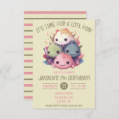 Niedliche Pile von Axolotls Geburtstagsparty Einladung (Vorne/Hinten)