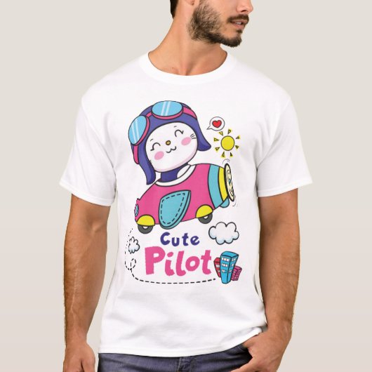Niedliche Pilotin T-Shirt (Vorderseite)