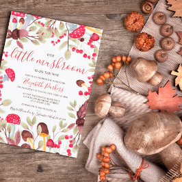 Niedliche Pilz Aquarell rustikale Waldbaby Dusche Einladung